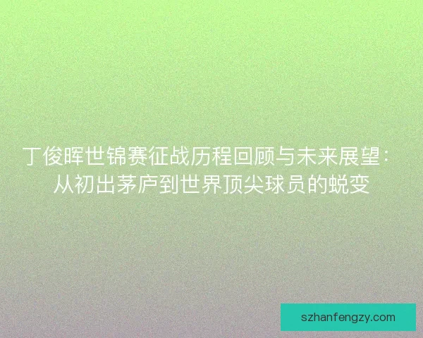 丁俊晖世锦赛征战历程回顾与未来展望：从初出茅庐到世界顶尖球员的蜕变