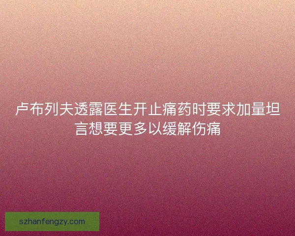 卢布列夫透露医生开止痛药时要求加量坦言想要更多以缓解伤痛