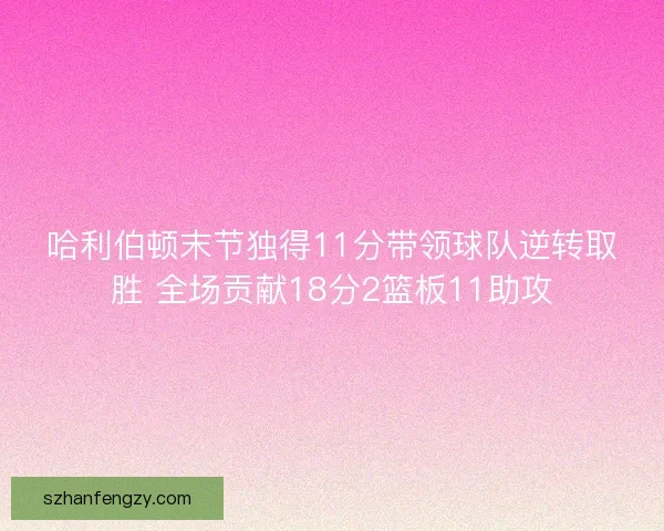 哈利伯顿末节独得11分带领球队逆转取胜 全场贡献18分2篮板11助攻